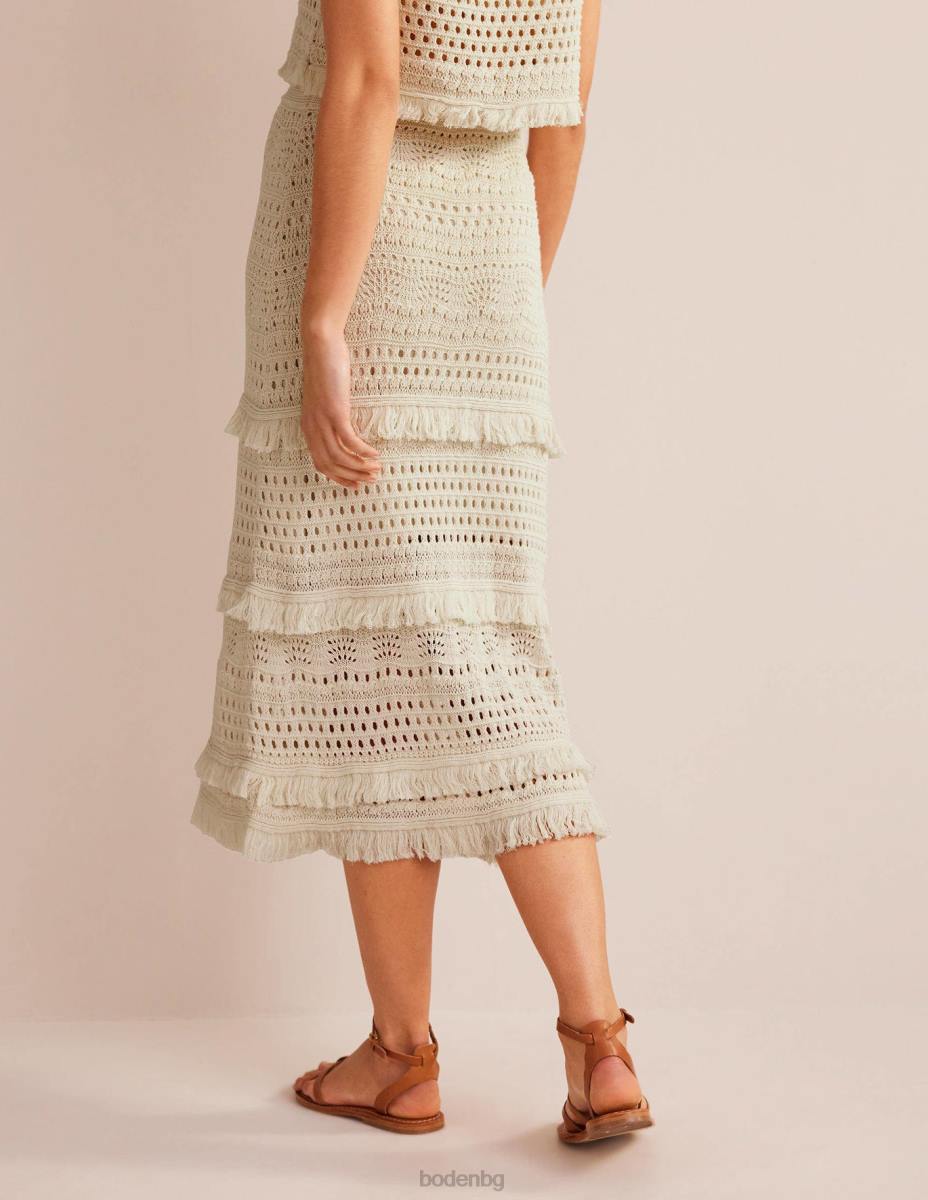 облекло Boden плетена пола с ресни на една кука топла слонова кост Жени LL682532