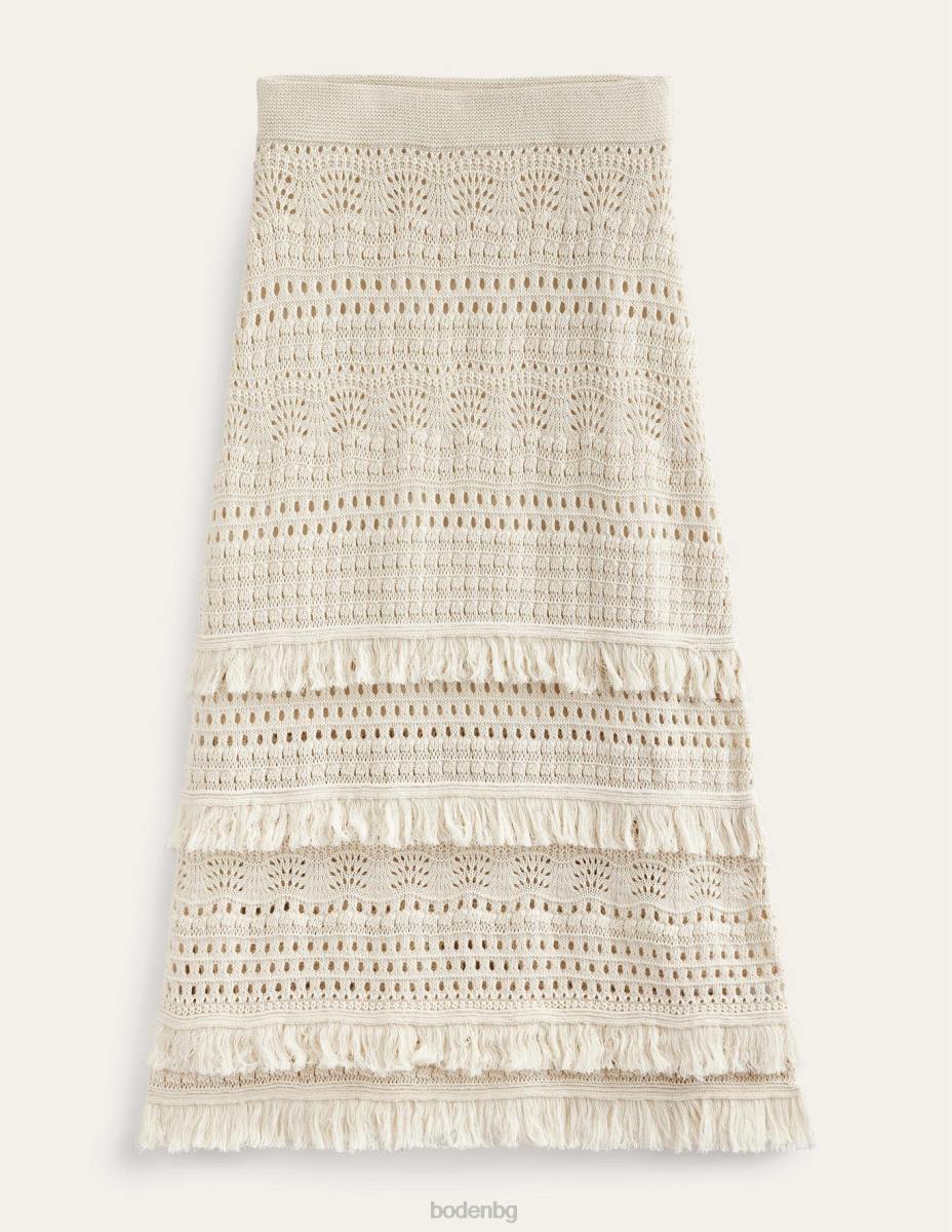 облекло Boden плетена пола с ресни на една кука топла слонова кост Жени LL682532