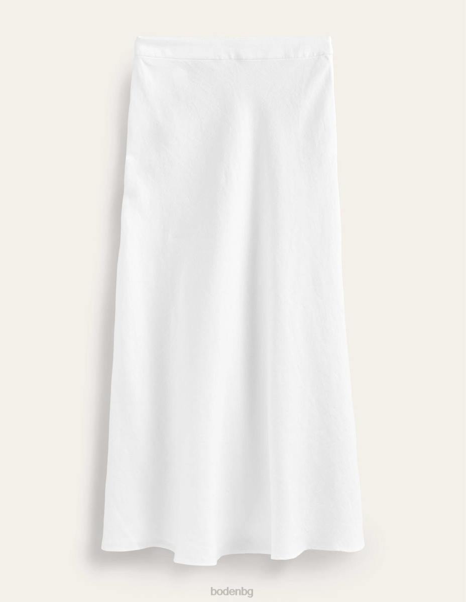 облекло Boden пристрастна ленена миди пола бяло Жени LL682584