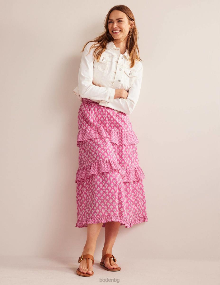 облекло Boden многоетажна памучна макси пола сливов цвят и семка от маргаритка Жени LL68633