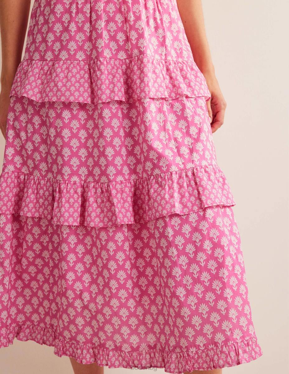 облекло Boden многоетажна памучна макси пола сливов цвят и семка от маргаритка Жени LL68633