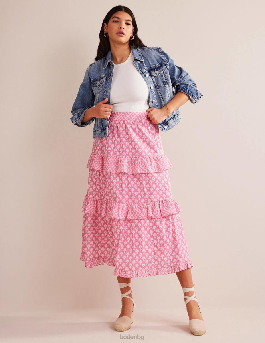 облекло Boden многоетажна памучна макси пола сливов цвят и семка от маргаритка Жени LL68633