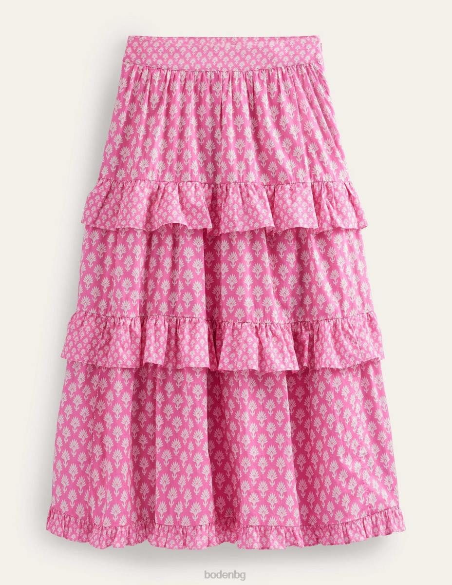 облекло Boden многоетажна памучна макси пола сливов цвят и семка от маргаритка Жени LL68633