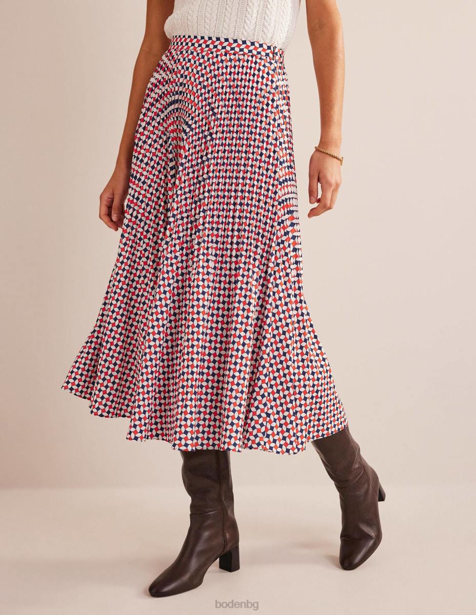 облекло Boden плисирана миди пола фиеста портокал и диамант Жени LL68636