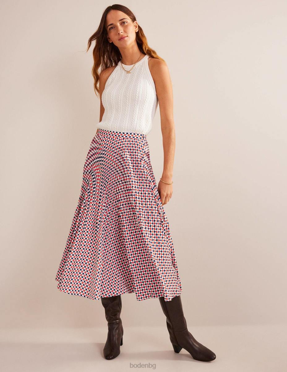 облекло Boden плисирана миди пола фиеста портокал и диамант Жени LL68636