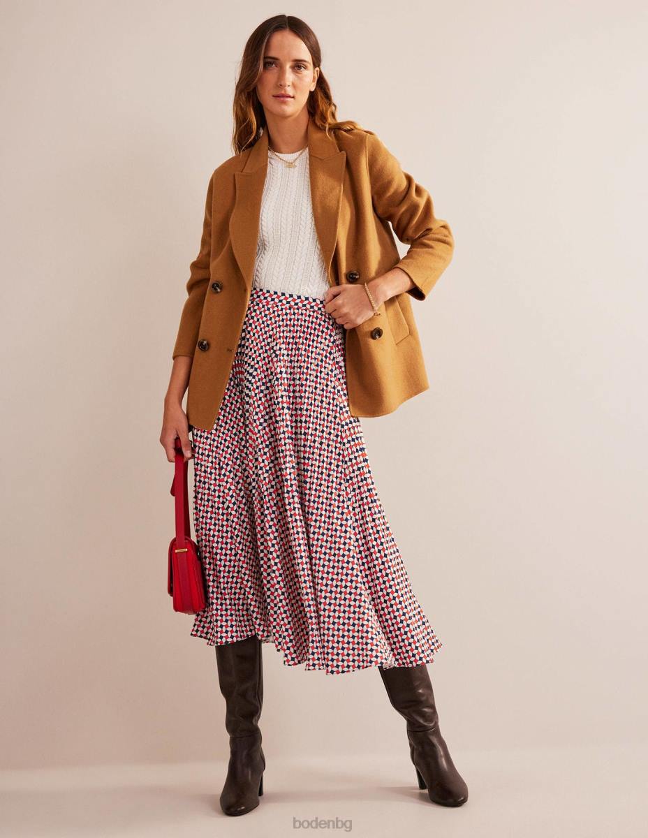 облекло Boden плисирана миди пола фиеста портокал и диамант Жени LL68636