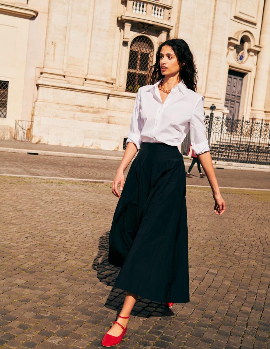 облекло Boden издърпваща се миди пола от тафта черен Жени LL68641