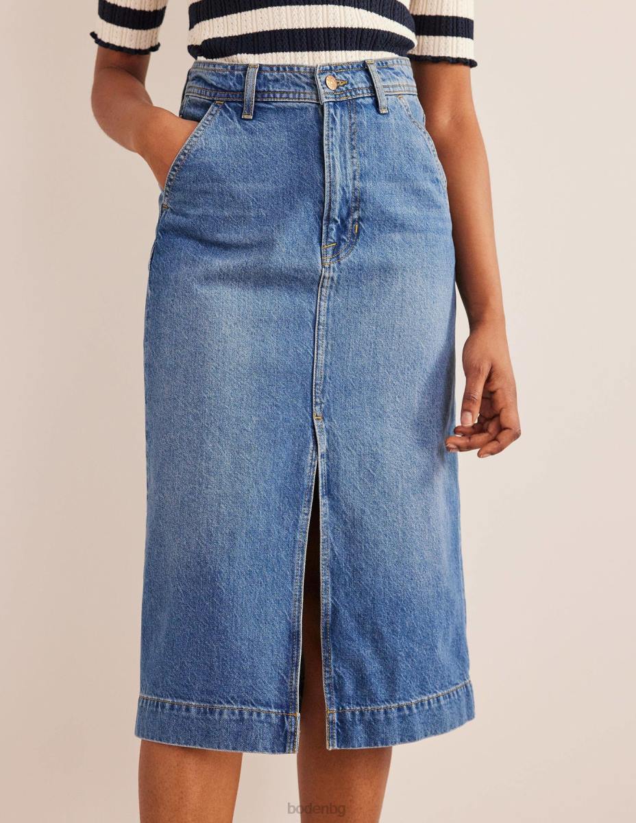 облекло Boden права дънкова миди пола средна реколта Жени LL68643