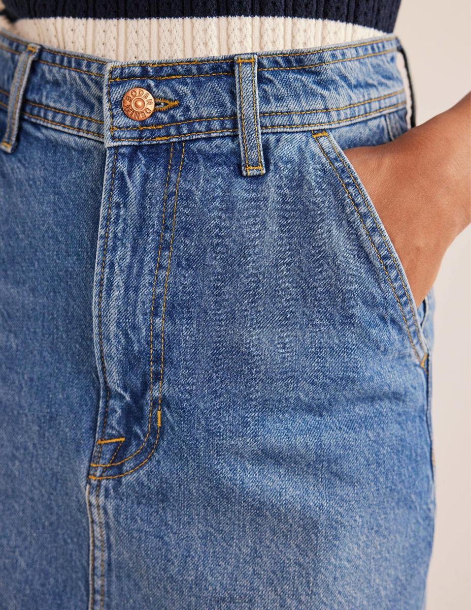 облекло Boden права дънкова миди пола средна реколта Жени LL68643