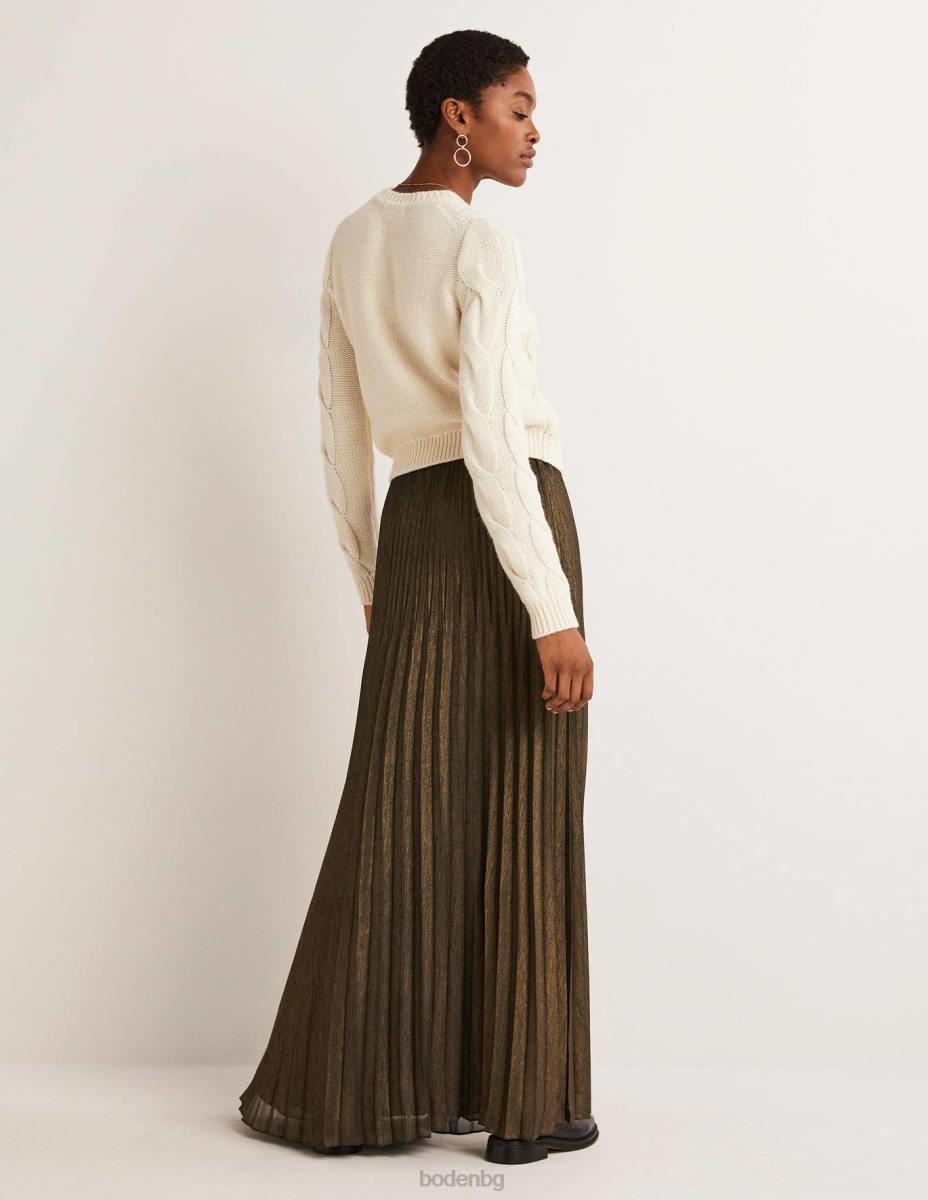 облекло Boden плисирана парти макси пола метално фолио Жени LL68652