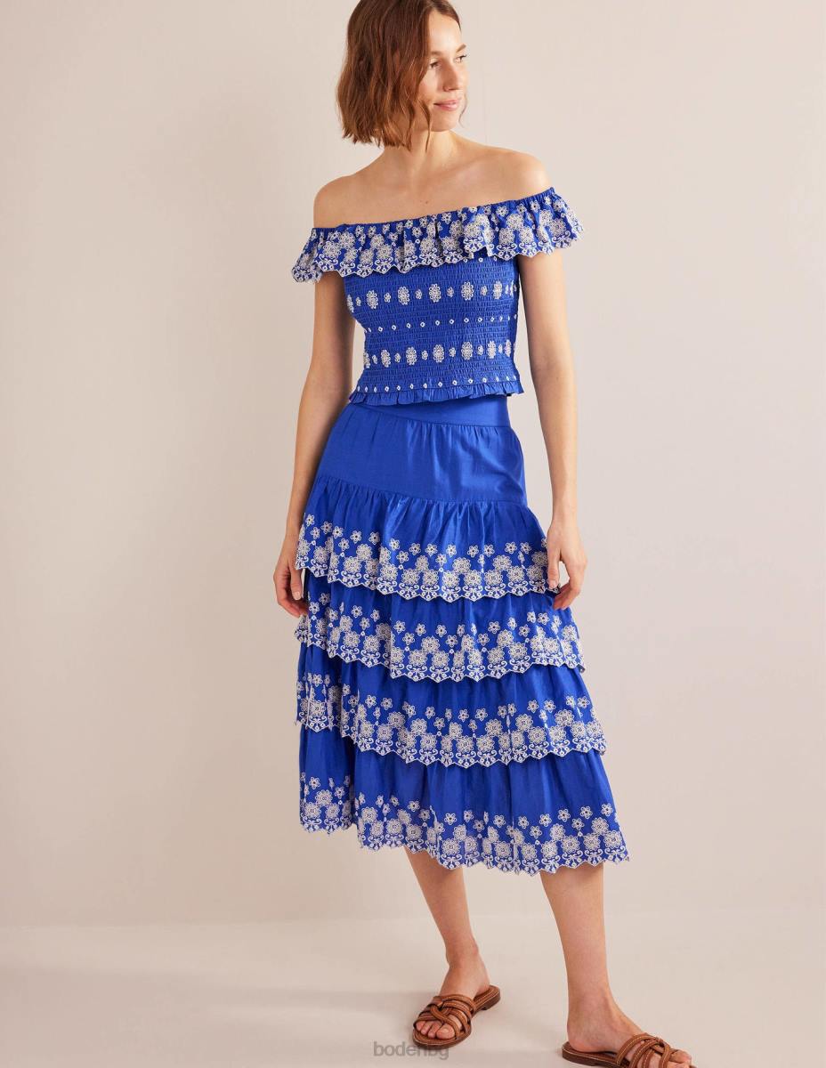 облекло Boden многоетажна пола broderie островно синьо Жени LL681060