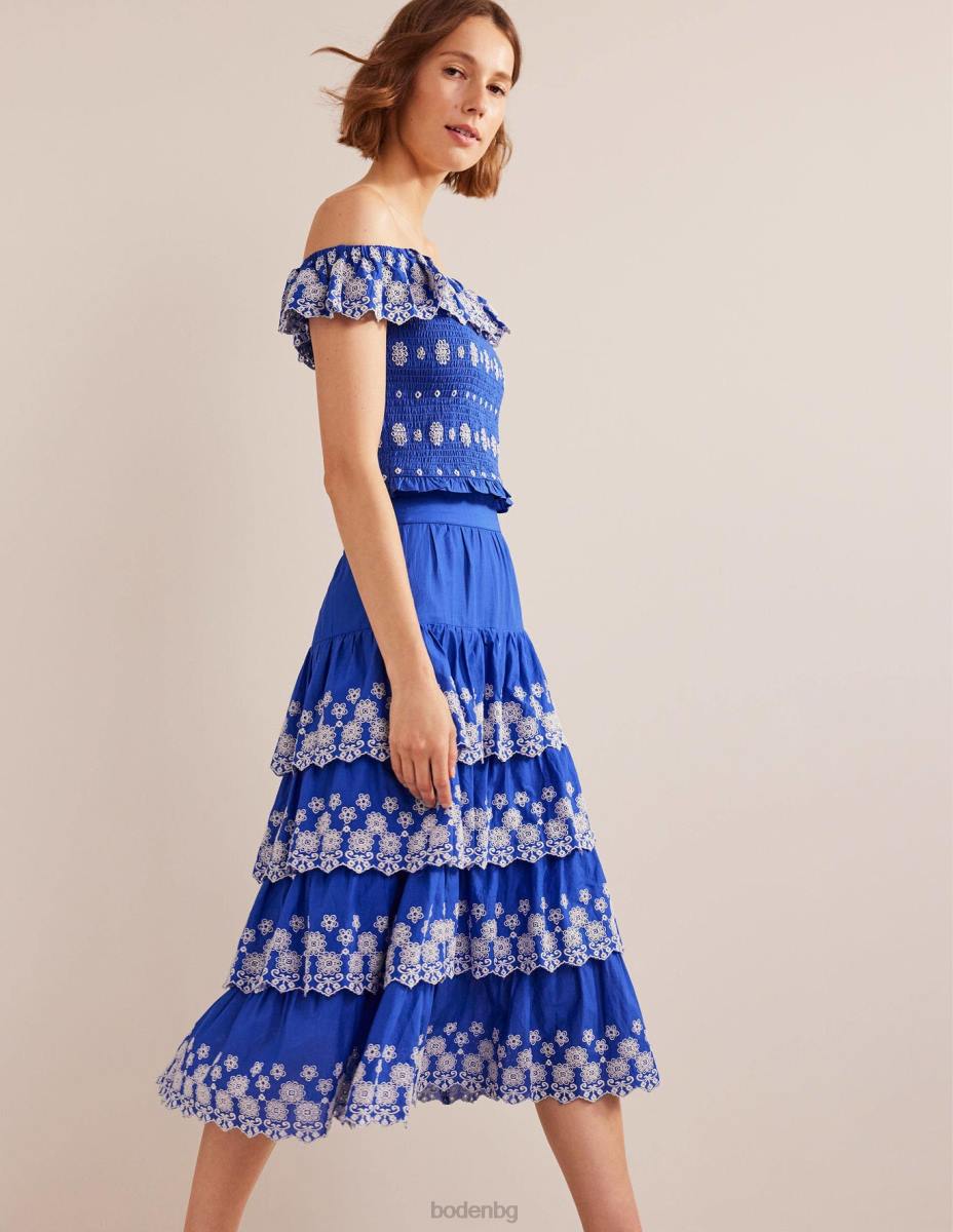 облекло Boden многоетажна пола broderie островно синьо Жени LL681060
