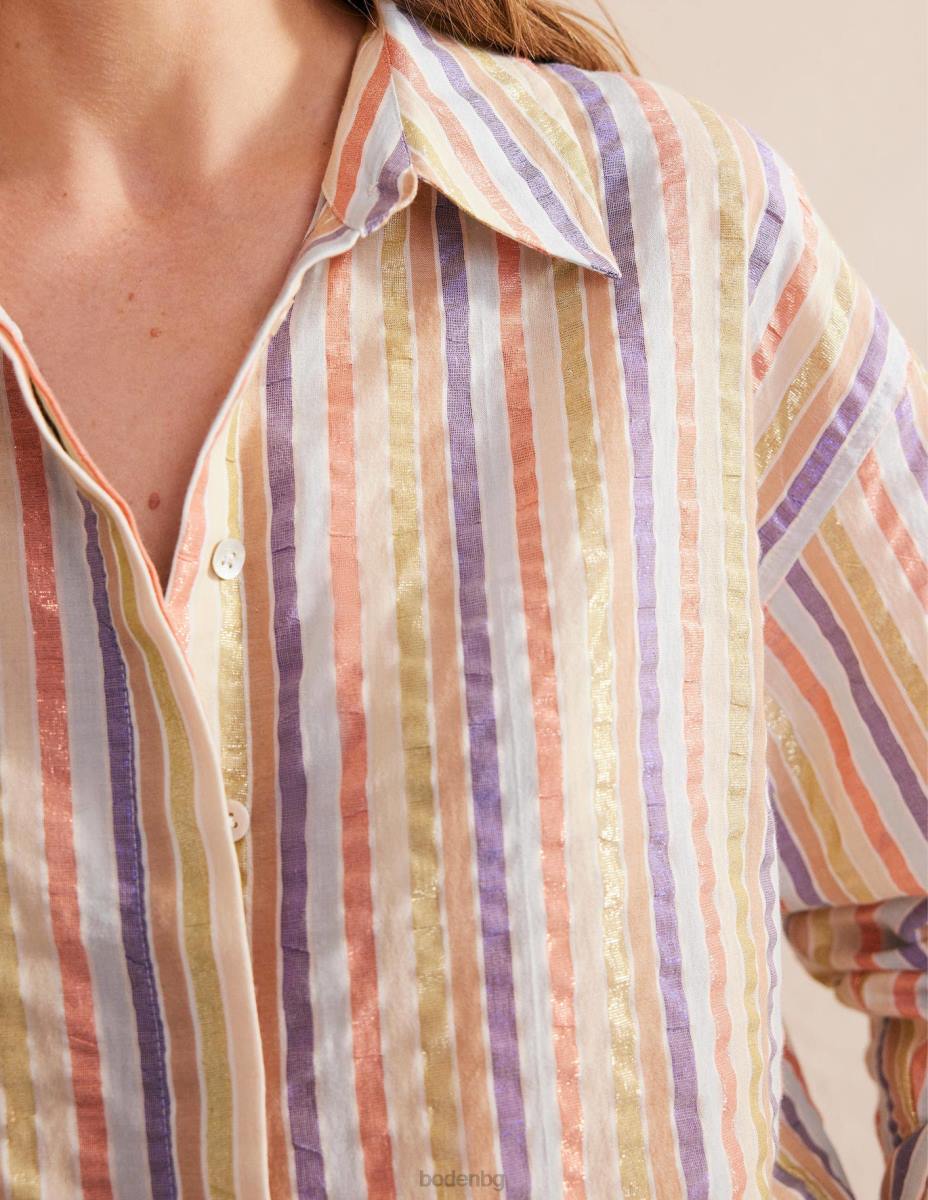 облекло Boden голяма памучна риза метални многоленти Жени LL681046