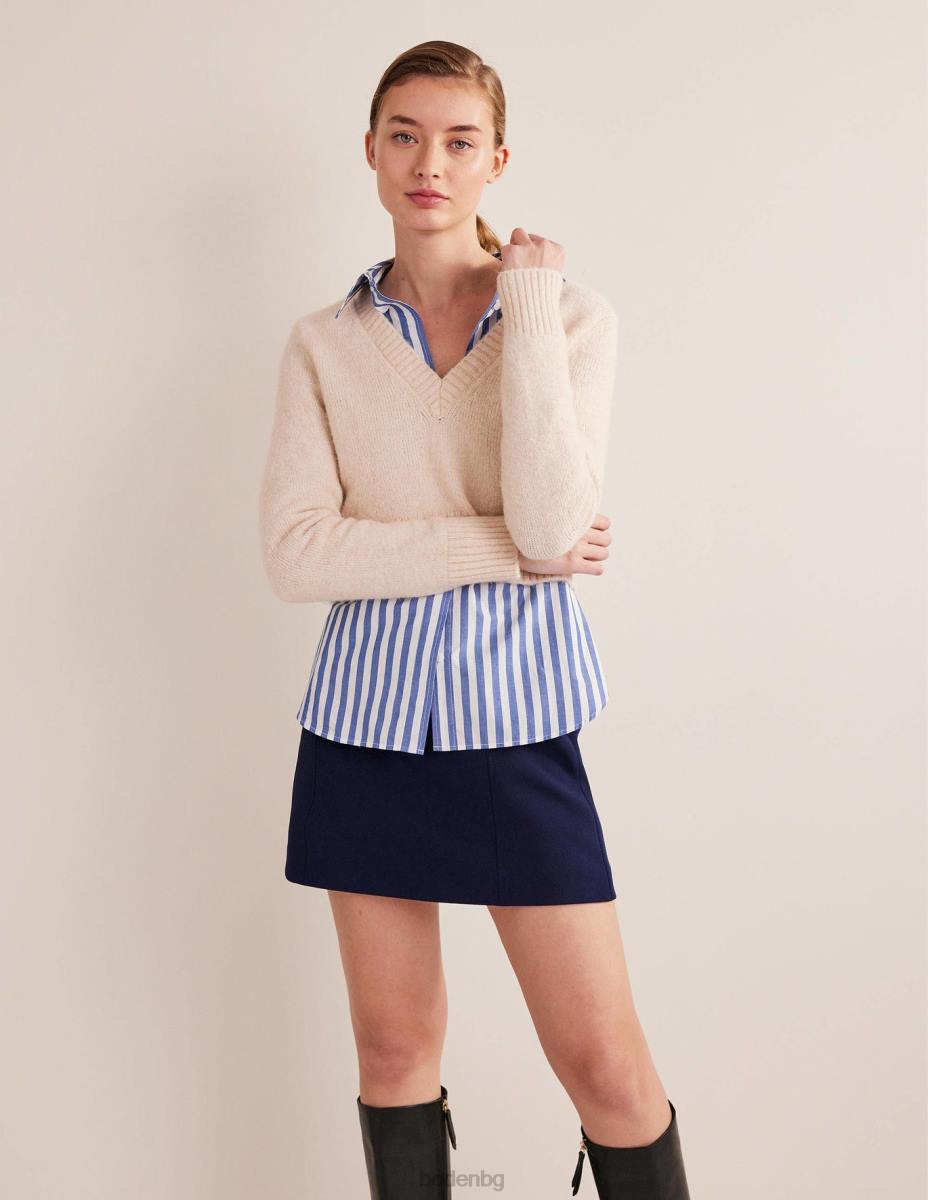 облекло Boden голяма памучна риза кобалтова ивица Жени LL681084