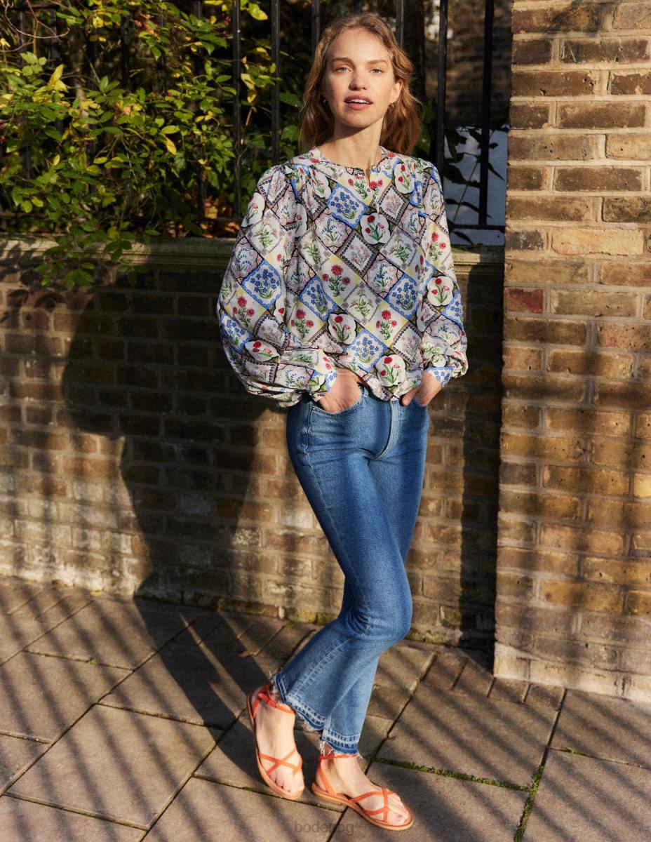 облекло Boden риза с печат на разположение слонова кост и дива камбанка Жени LL681087