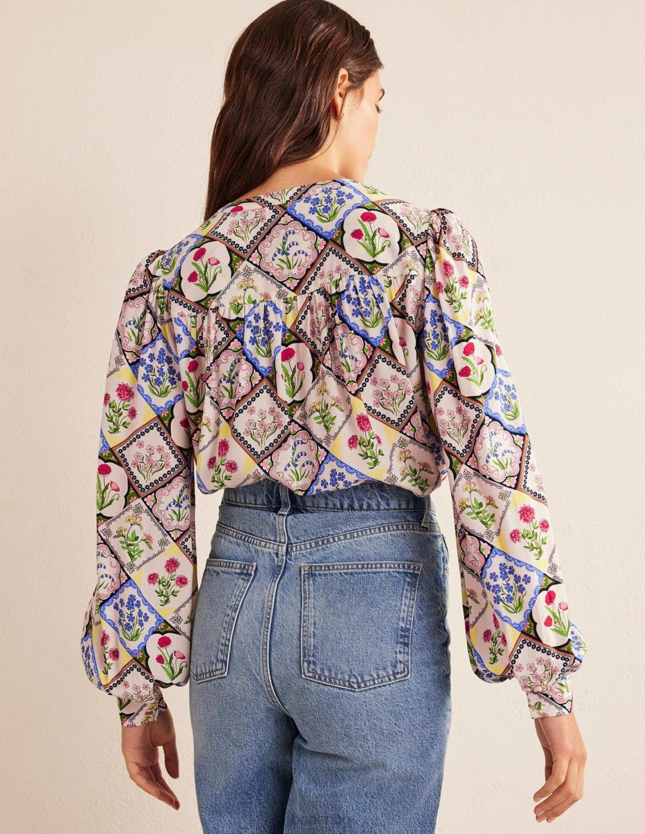 облекло Boden риза с печат на разположение слонова кост и дива камбанка Жени LL681087