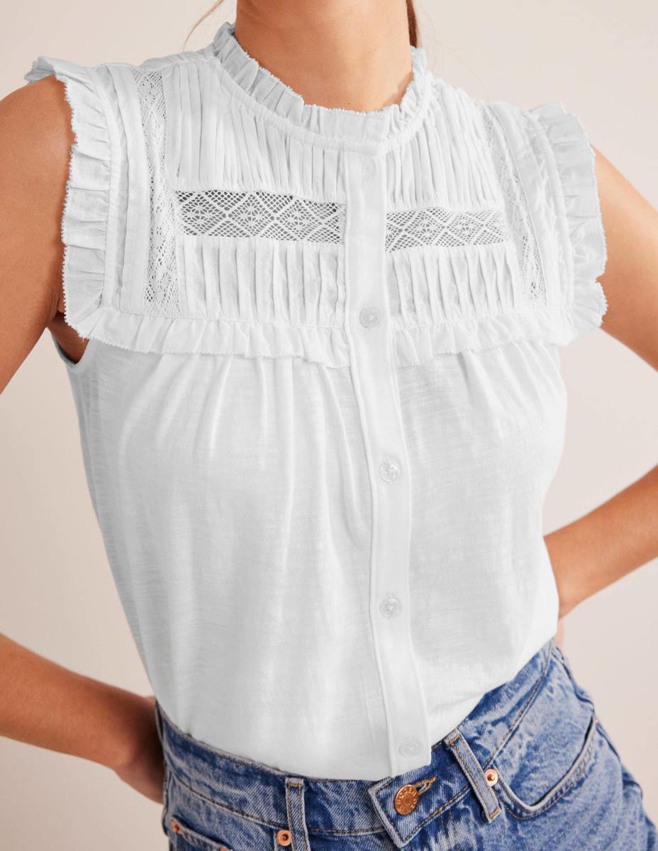 облекло Boden риза с детайли от трико бяло Жени LL681094