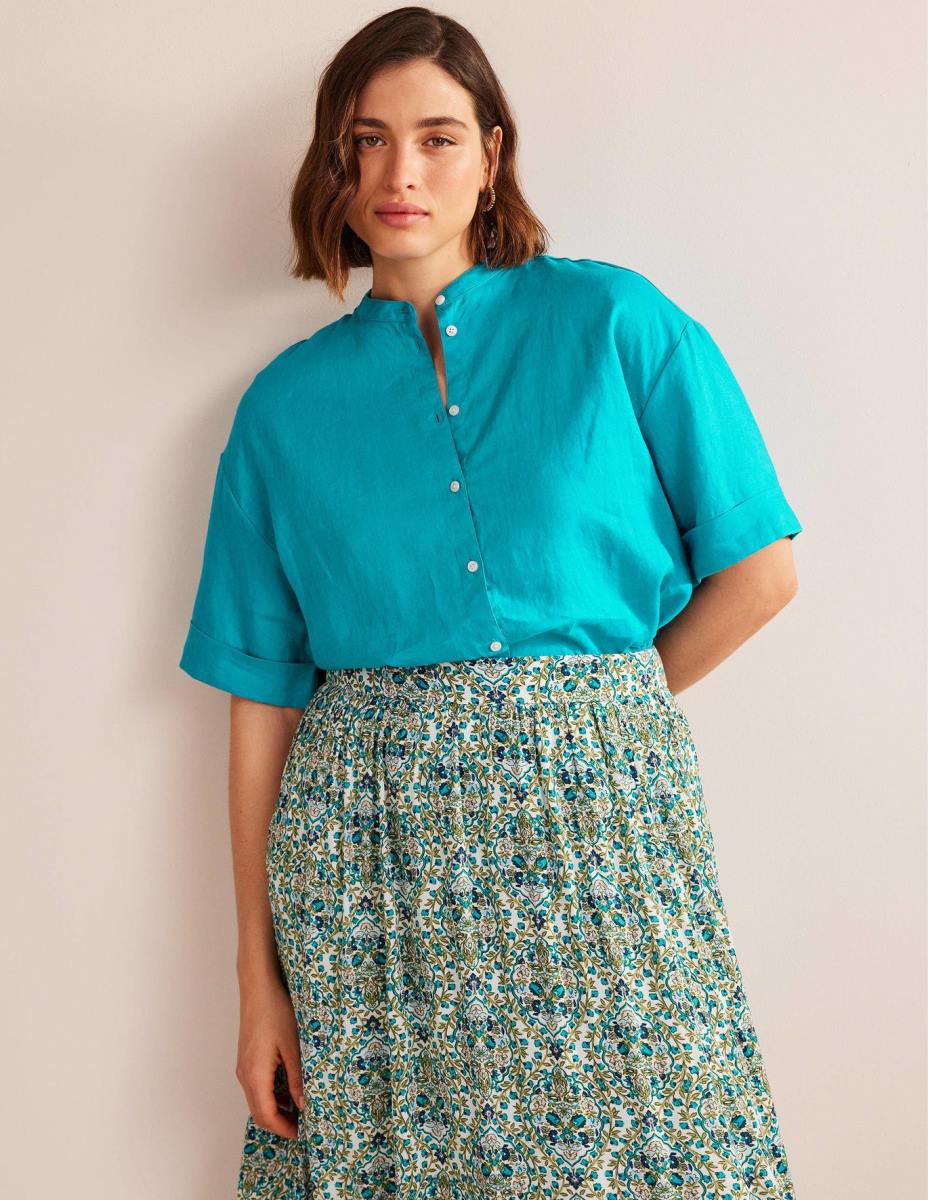 облекло Boden ленена риза с кимоно ръкав скъпоценен камък Жени LL681127