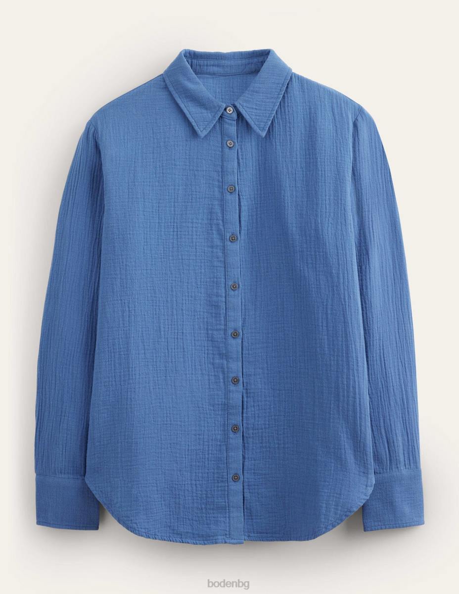 облекло Boden риза с памучна текстура истински флот Жени LL681182