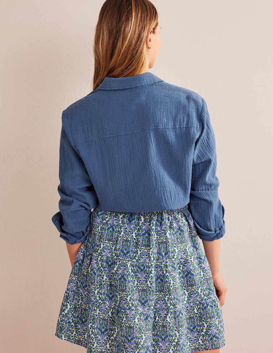 облекло Boden риза с памучна текстура истински флот Жени LL681182