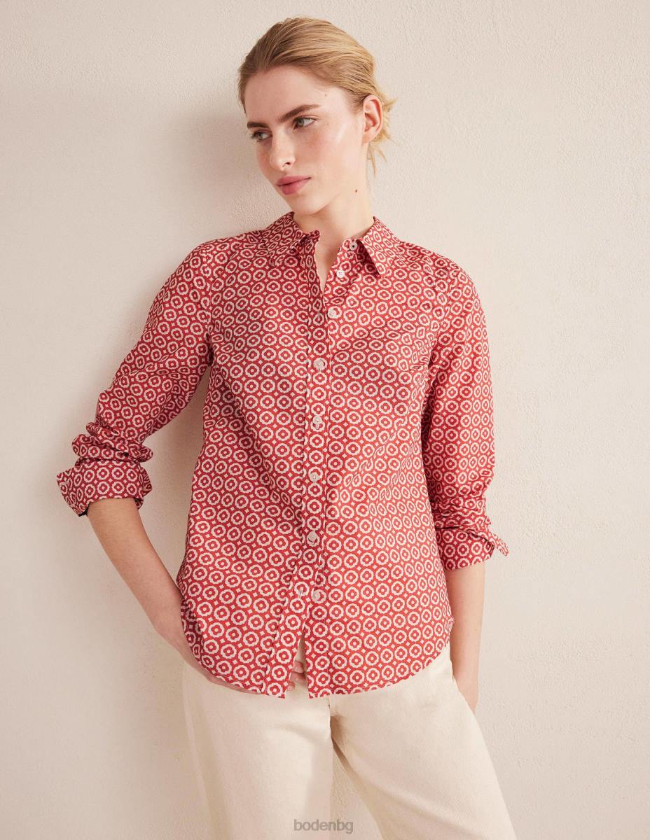 облекло Boden права памучна риза избледняла роза и диамантен поп Жени LL681230