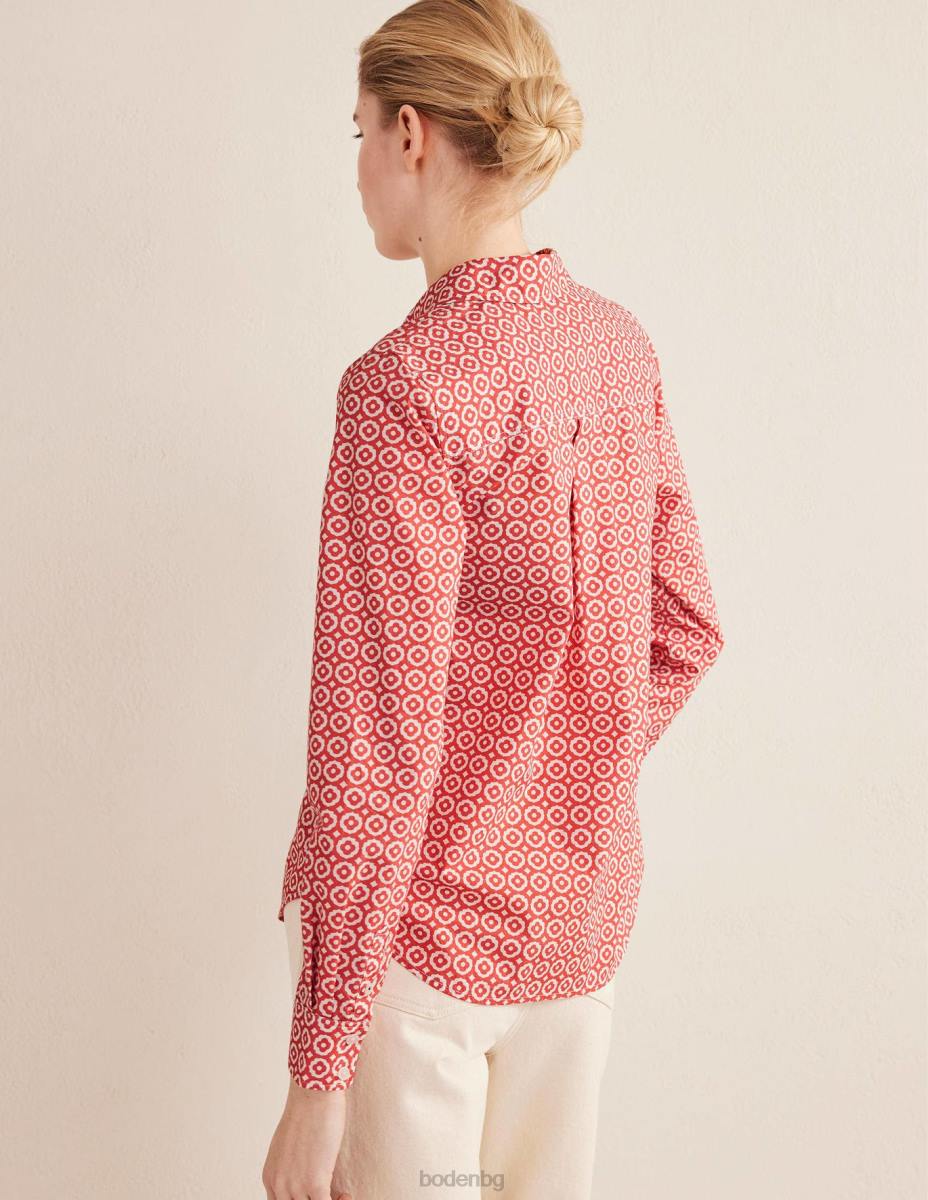 облекло Boden права памучна риза избледняла роза и диамантен поп Жени LL681230