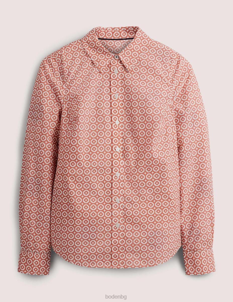 облекло Boden права памучна риза избледняла роза и диамантен поп Жени LL681230