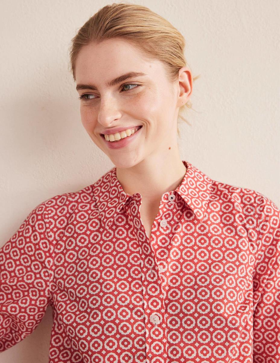 облекло Boden права памучна риза избледняла роза и диамантен поп Жени LL681230