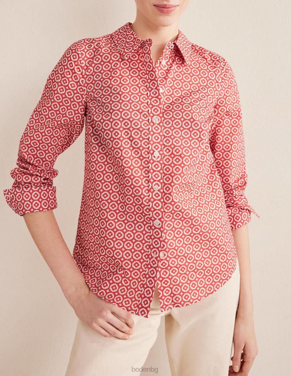 облекло Boden права памучна риза избледняла роза и диамантен поп Жени LL681230