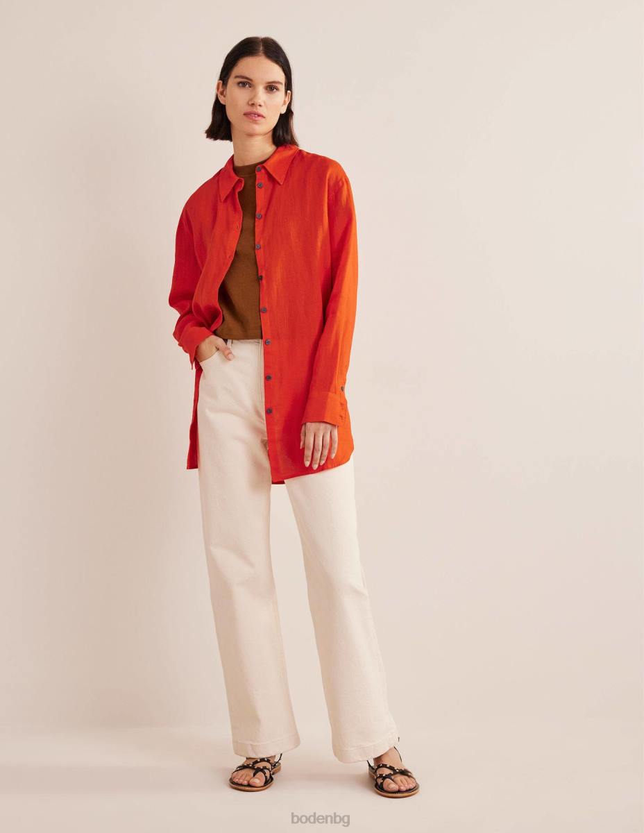 облекло Boden спокойна ленена риза оранжево Жени LL681250