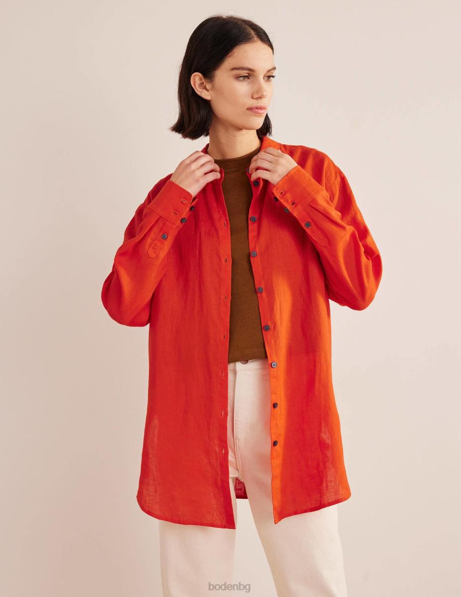 облекло Boden спокойна ленена риза оранжево Жени LL681250