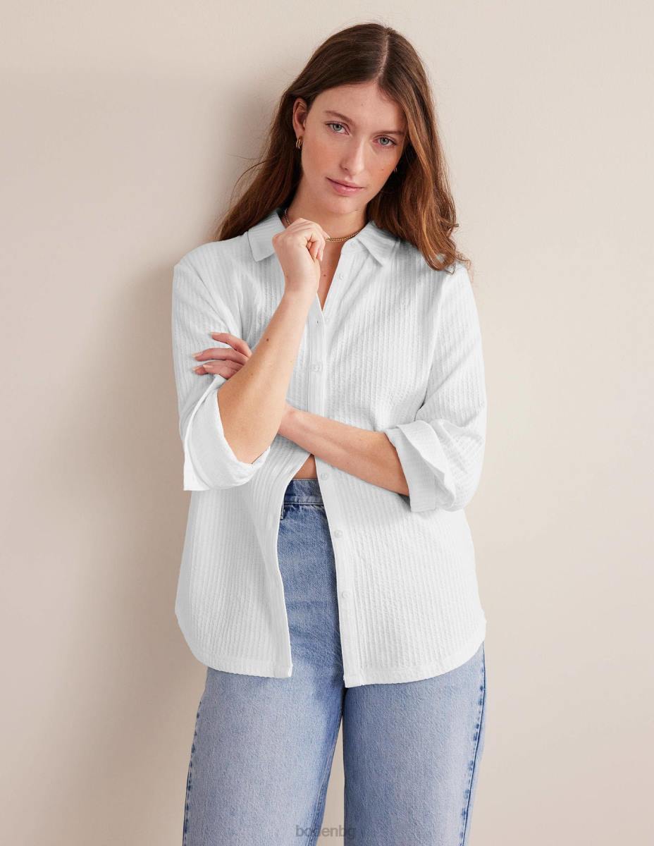 облекло Boden текстурирана риза от трико бяло Жени LL681252