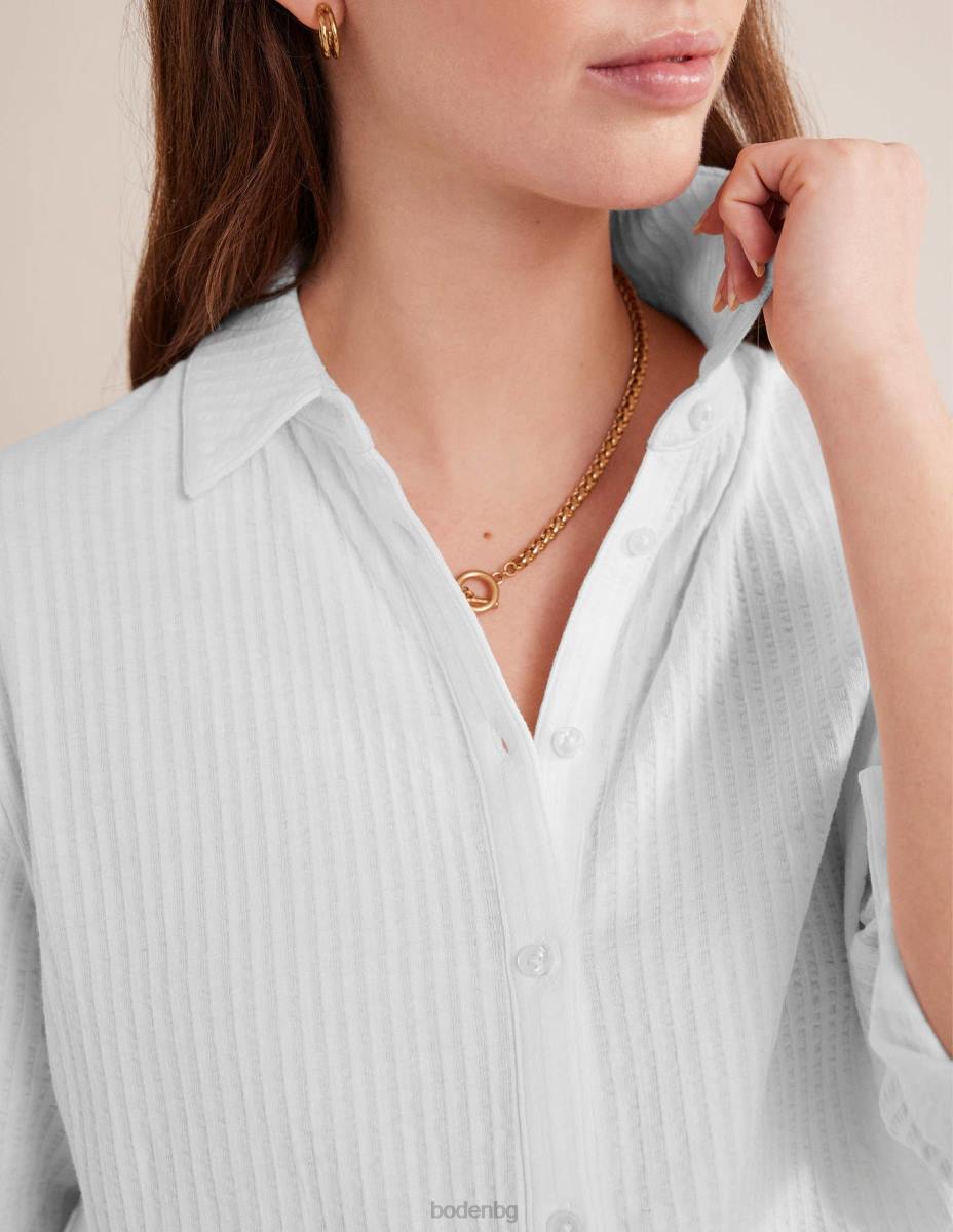 облекло Boden текстурирана риза от трико бяло Жени LL681252