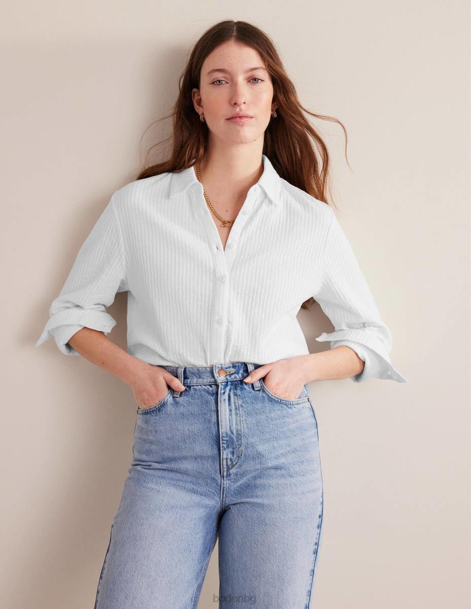 облекло Boden текстурирана риза от трико бяло Жени LL681252