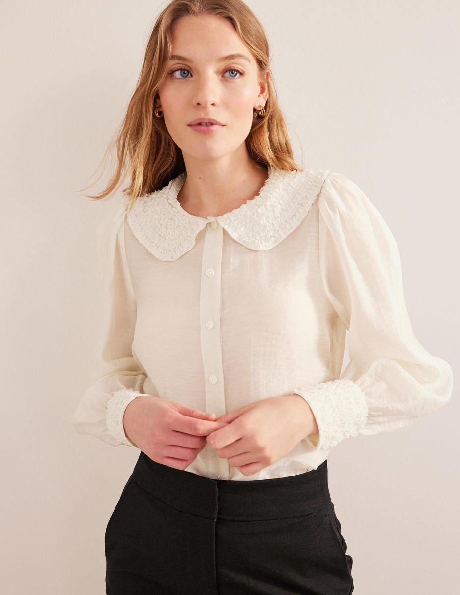 облекло Boden риза от органза с волани слонова кост Жени LL681288