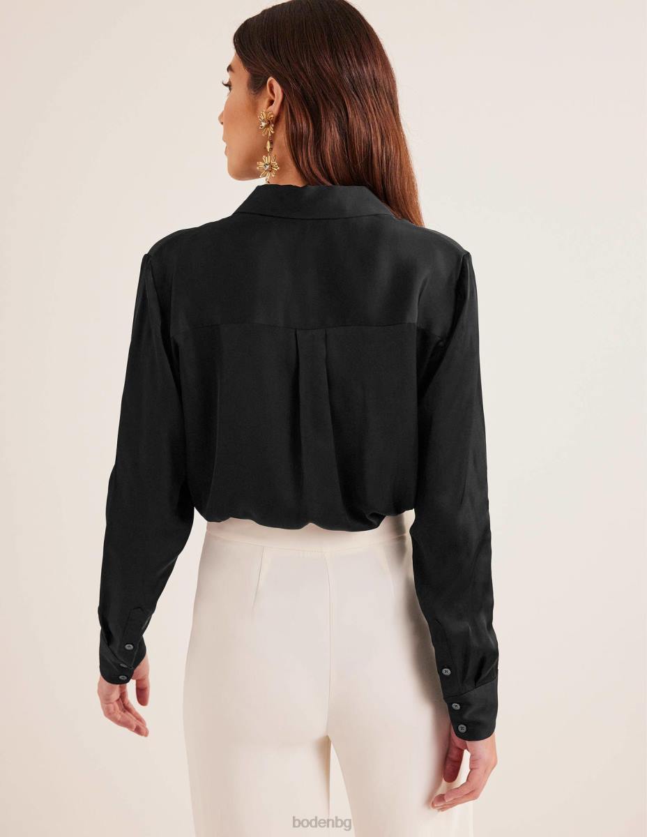 облекло Boden спокойна сатенена риза черен Жени LL681300