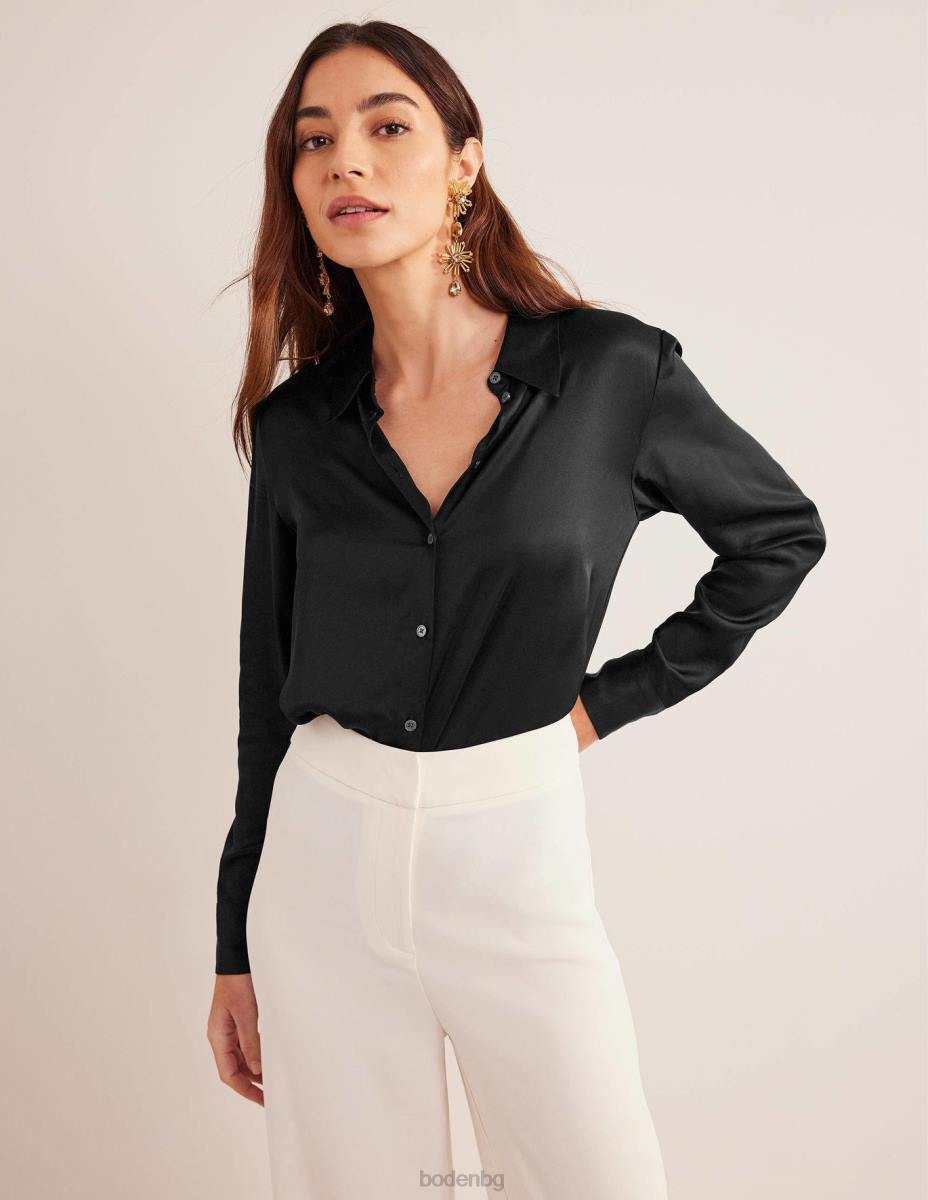 облекло Boden спокойна сатенена риза черен Жени LL681300