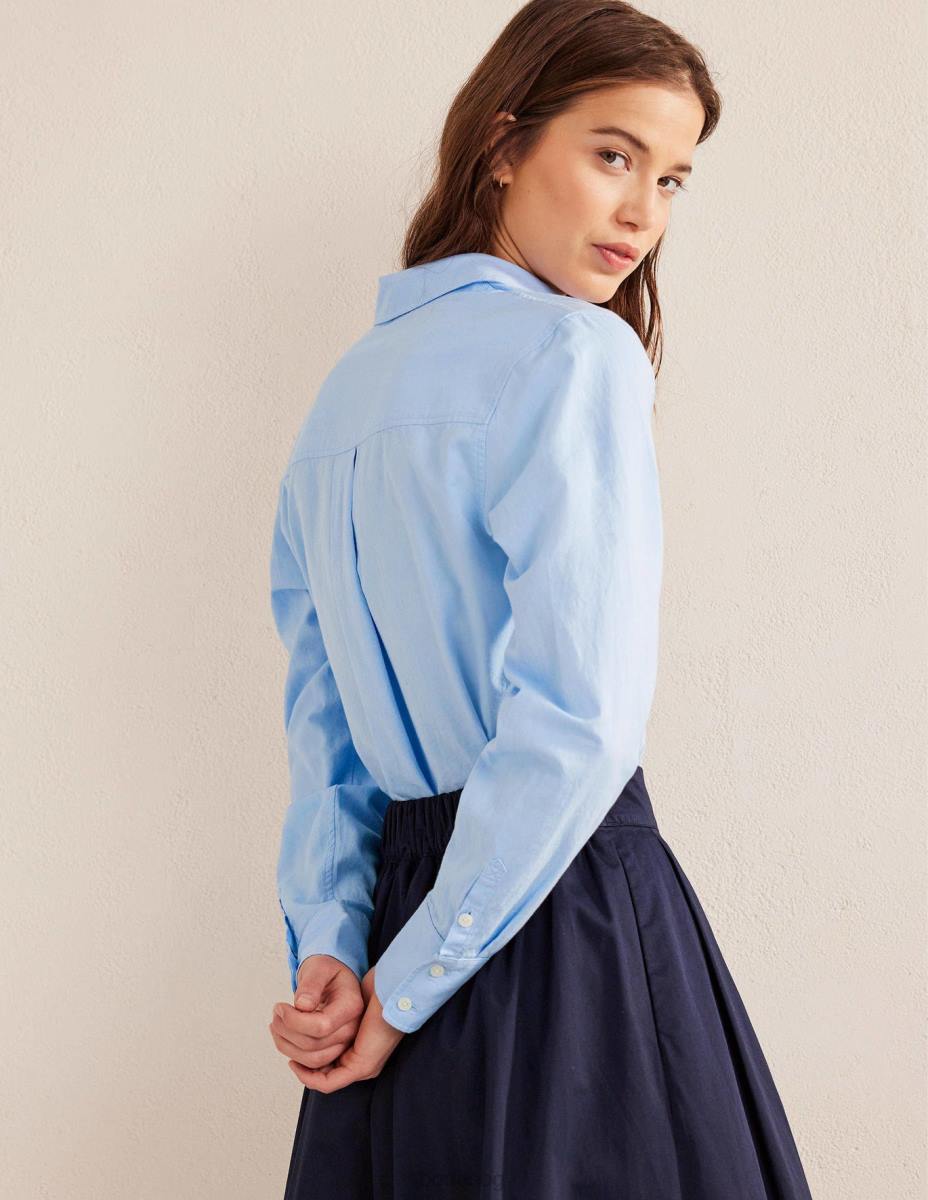 облекло Boden нова спокойна памучна риза син Оксфорд Жени LL681381