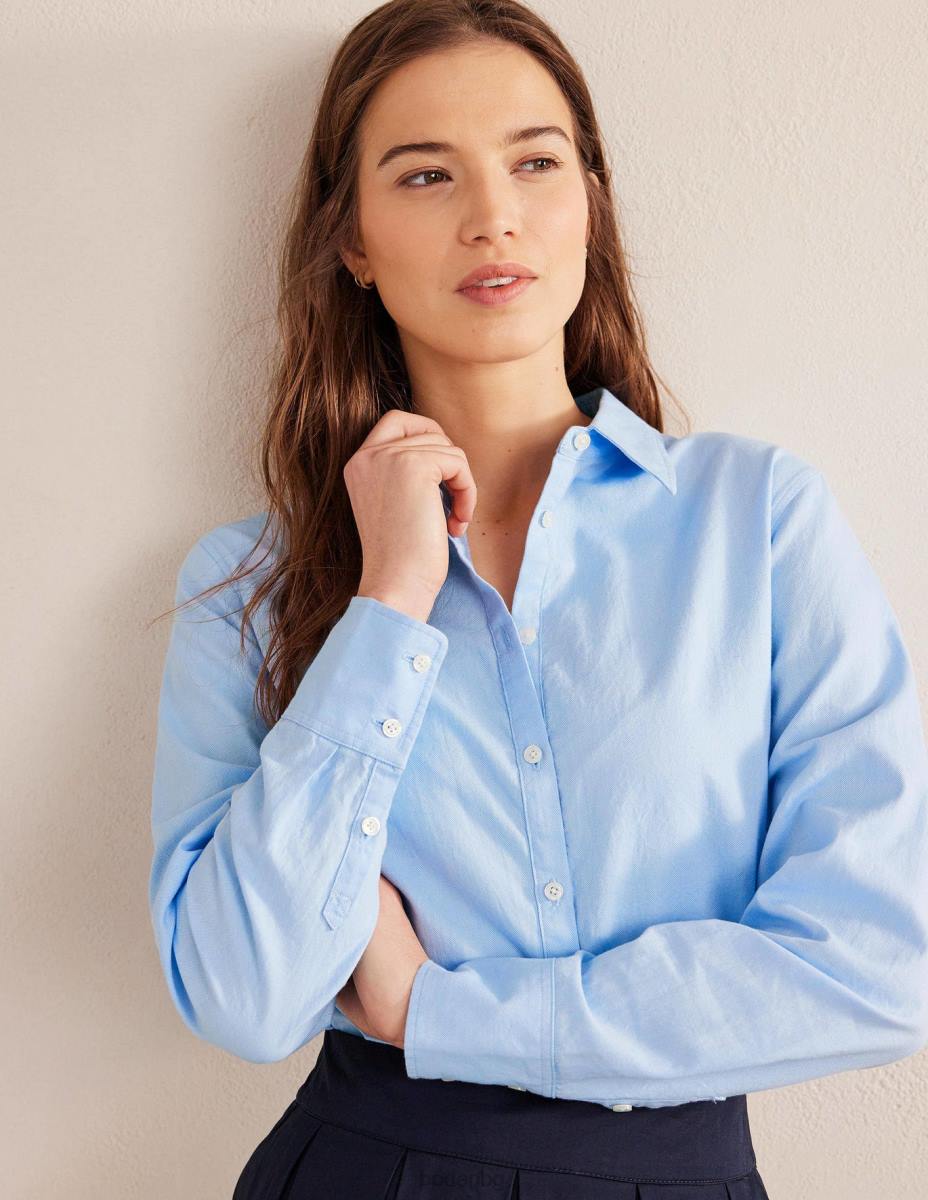 облекло Boden нова спокойна памучна риза син Оксфорд Жени LL681381