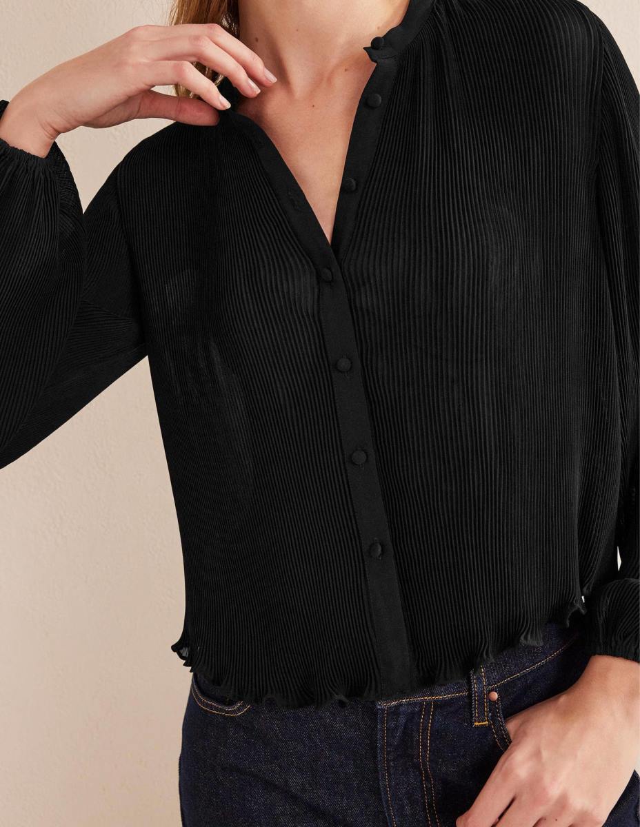 облекло Boden плисирана блуза черен Жени LL681389