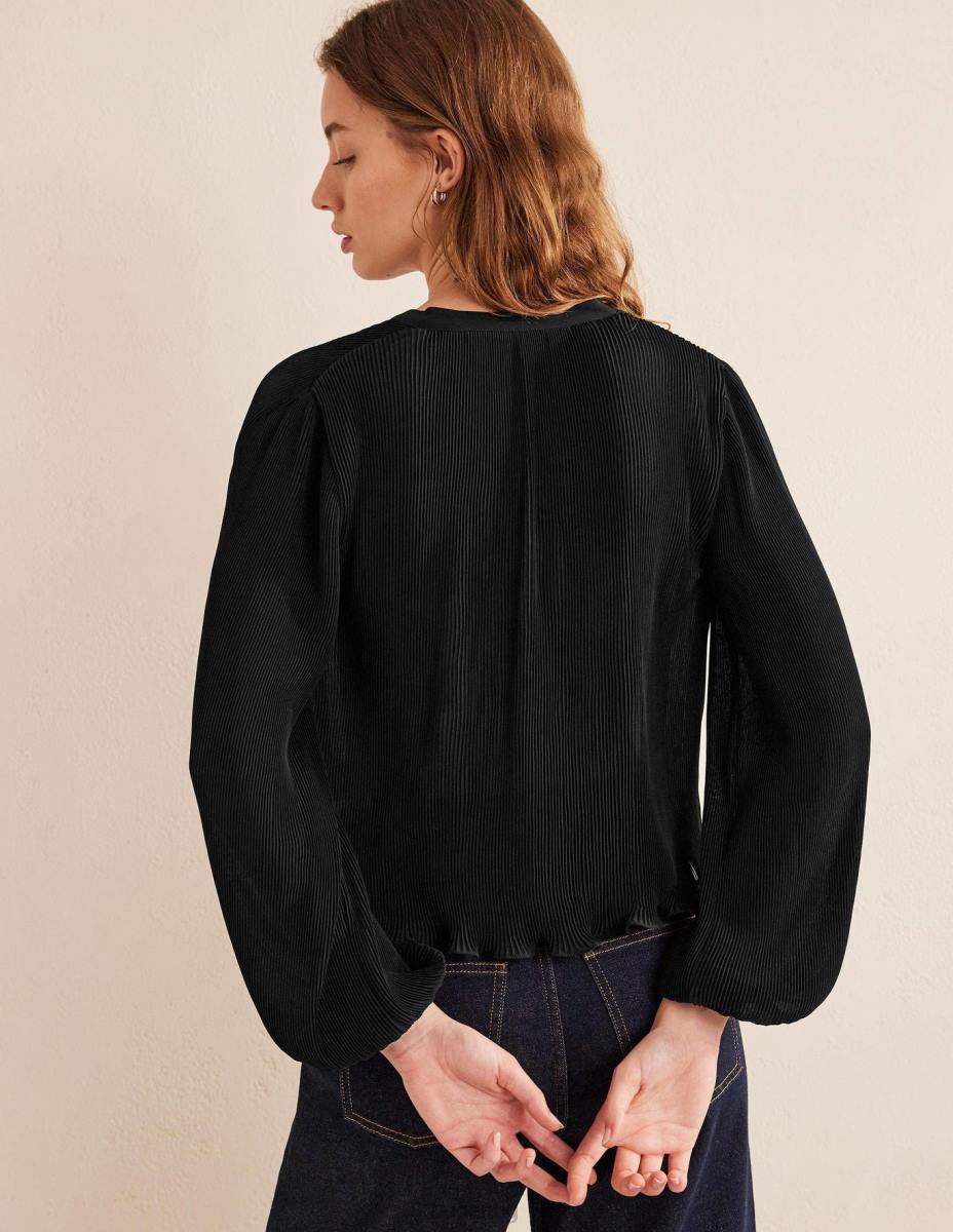 облекло Boden плисирана блуза черен Жени LL681389