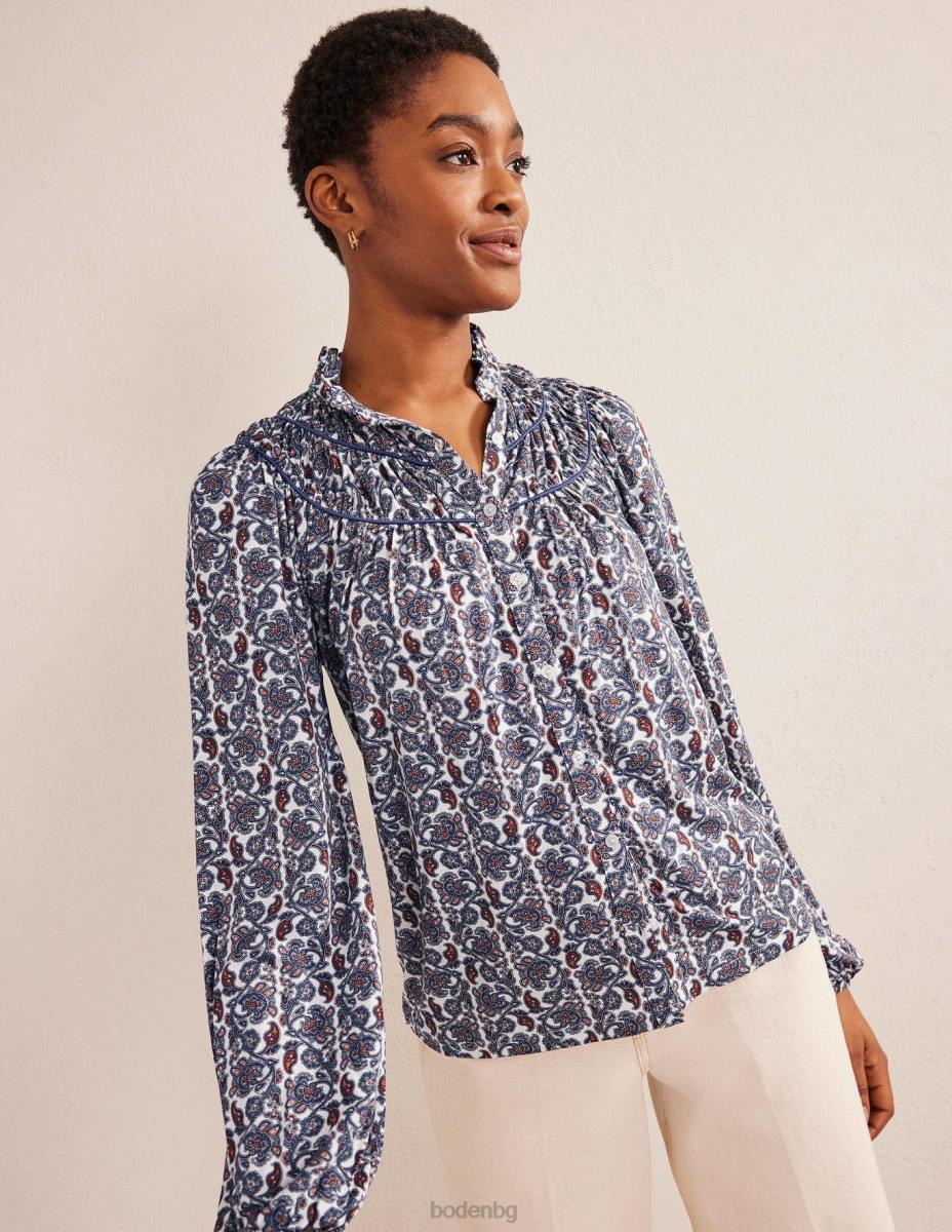 облекло Boden риза от джърси с нагъната форма нощна сянка и пейсли Жени LL681392