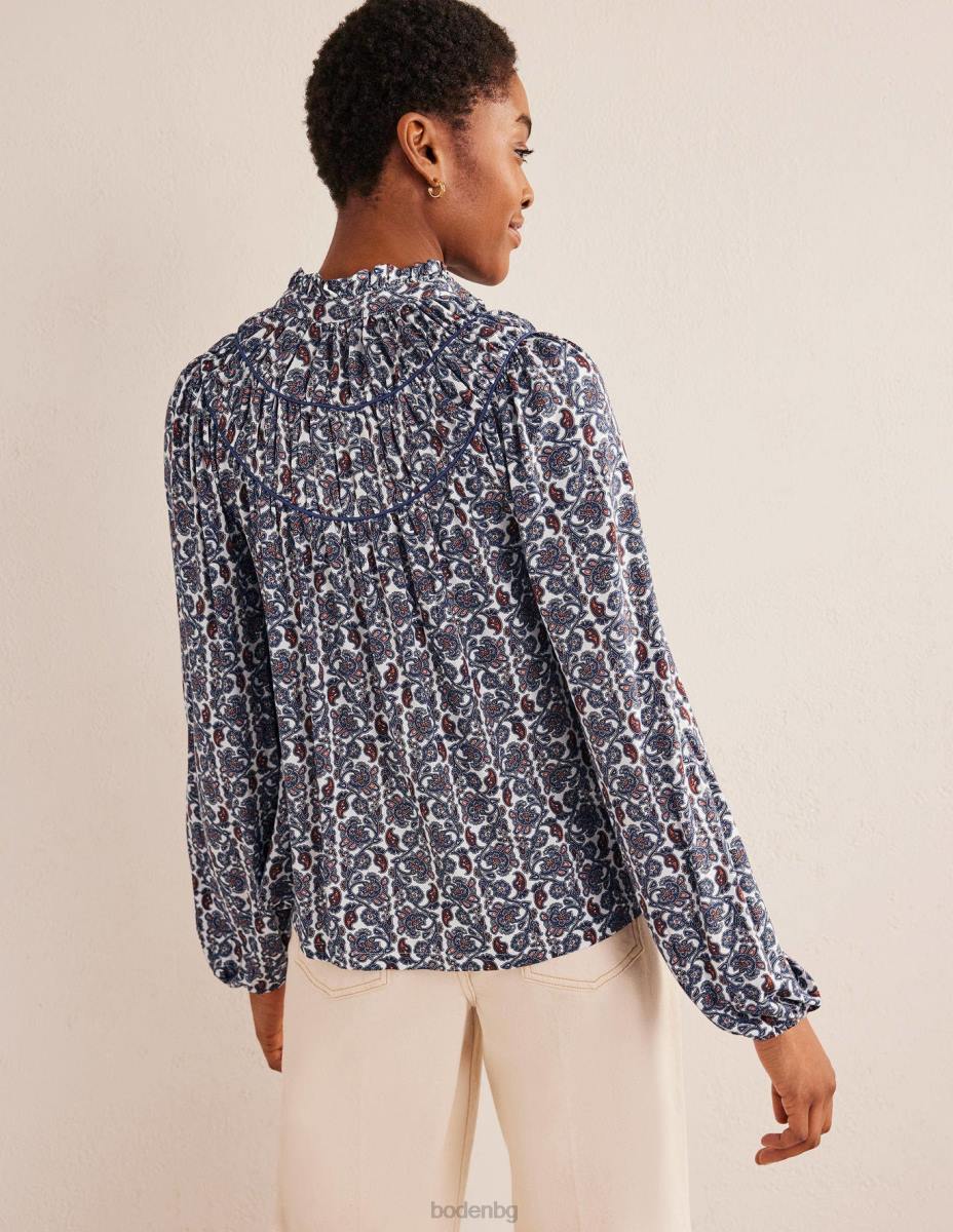 облекло Boden риза от джърси с нагъната форма нощна сянка и пейсли Жени LL681392