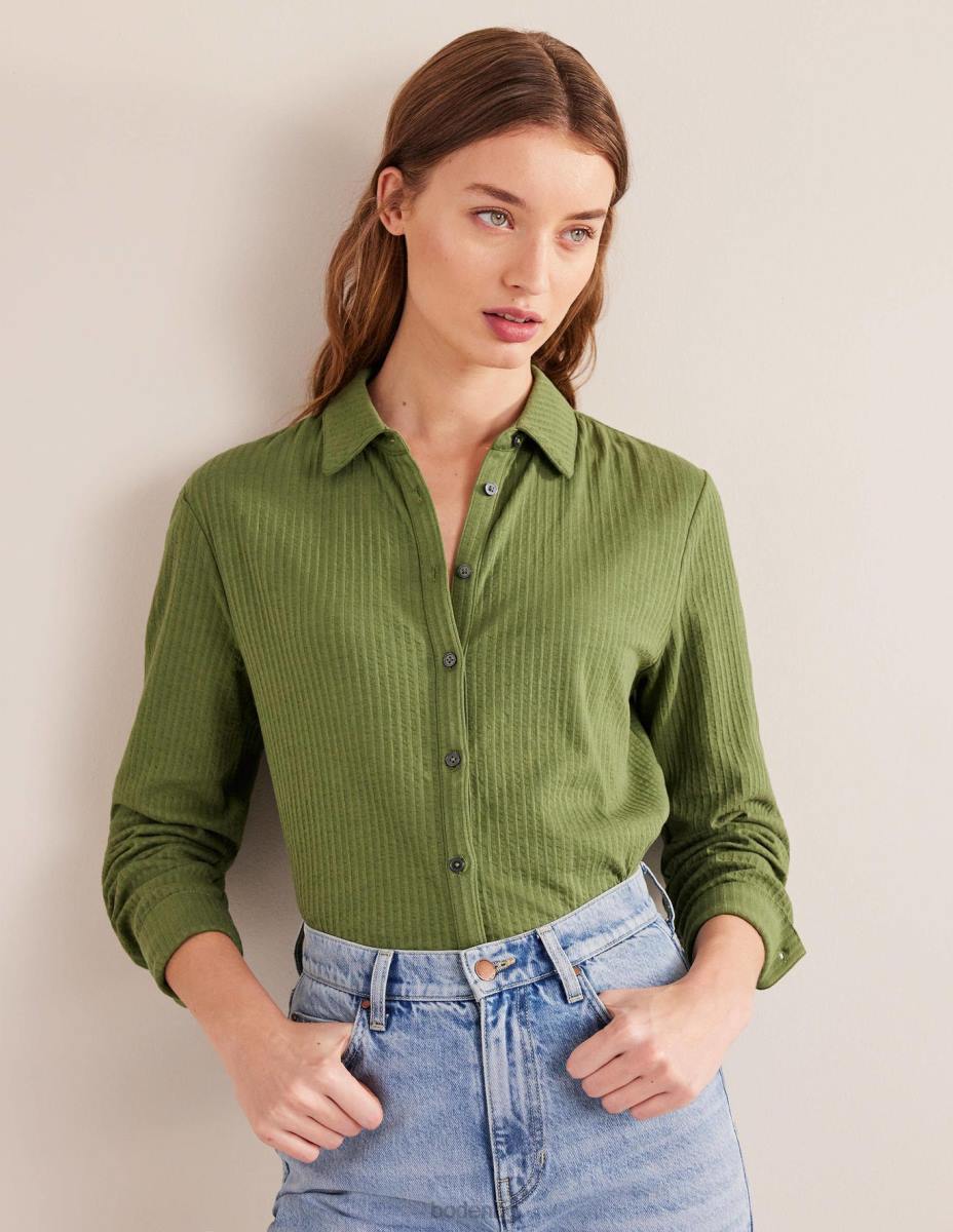 облекло Boden текстурирана риза от трико измито каки Жени LL681412