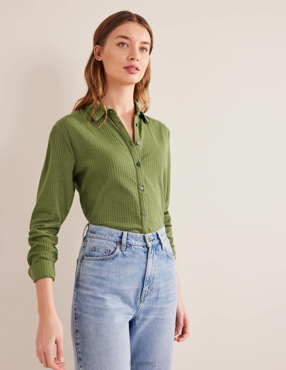 облекло Boden текстурирана риза от трико измито каки Жени LL681412