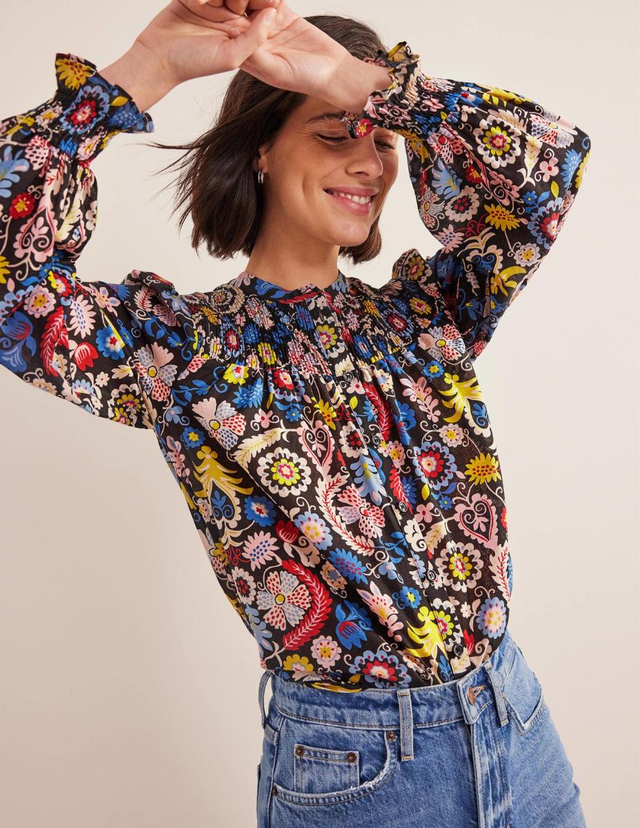 облекло Boden памучна блуза с панталон мулти и тропически чар Жени LL681413