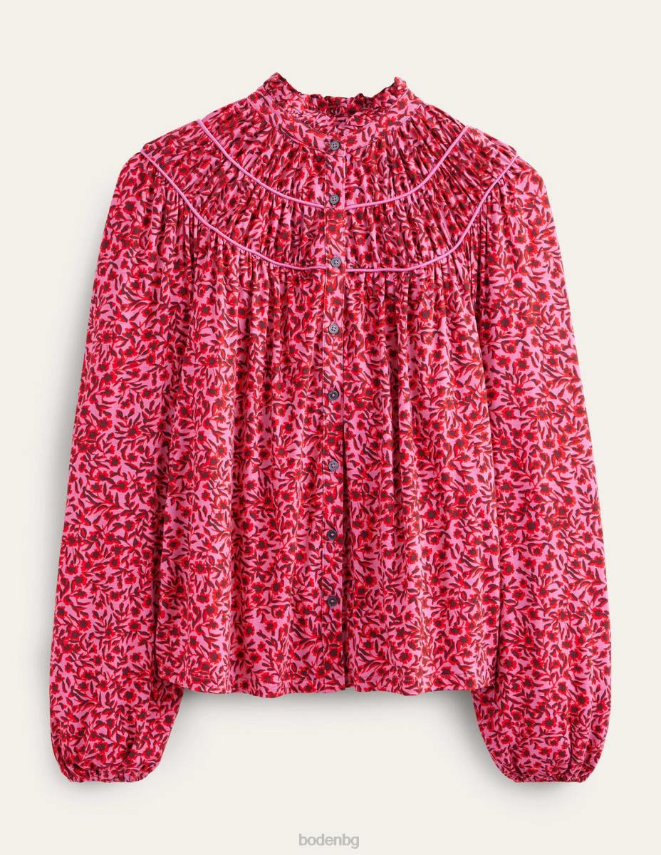 облекло Boden риза от джърси с нагъната форма джин шипене и абстрактна лоза Жени LL681446