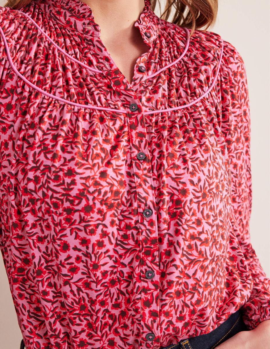 облекло Boden риза от джърси с нагъната форма джин шипене и абстрактна лоза Жени LL681446