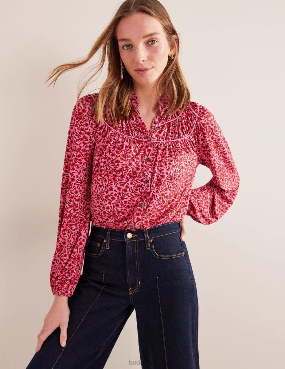 облекло Boden риза от джърси с нагъната форма джин шипене и абстрактна лоза Жени LL681446