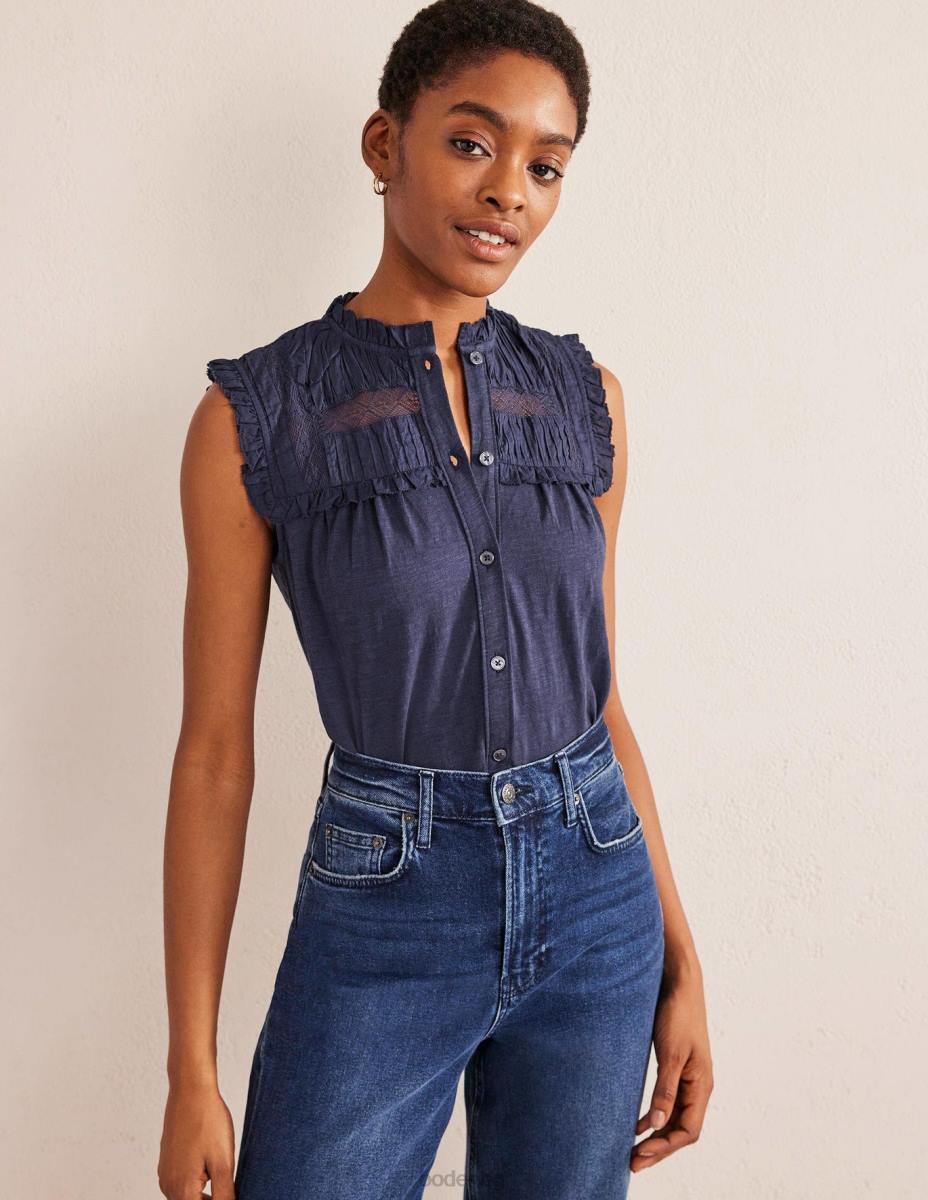 облекло Boden риза с детайли от трико военноморски флот Жени LL681449